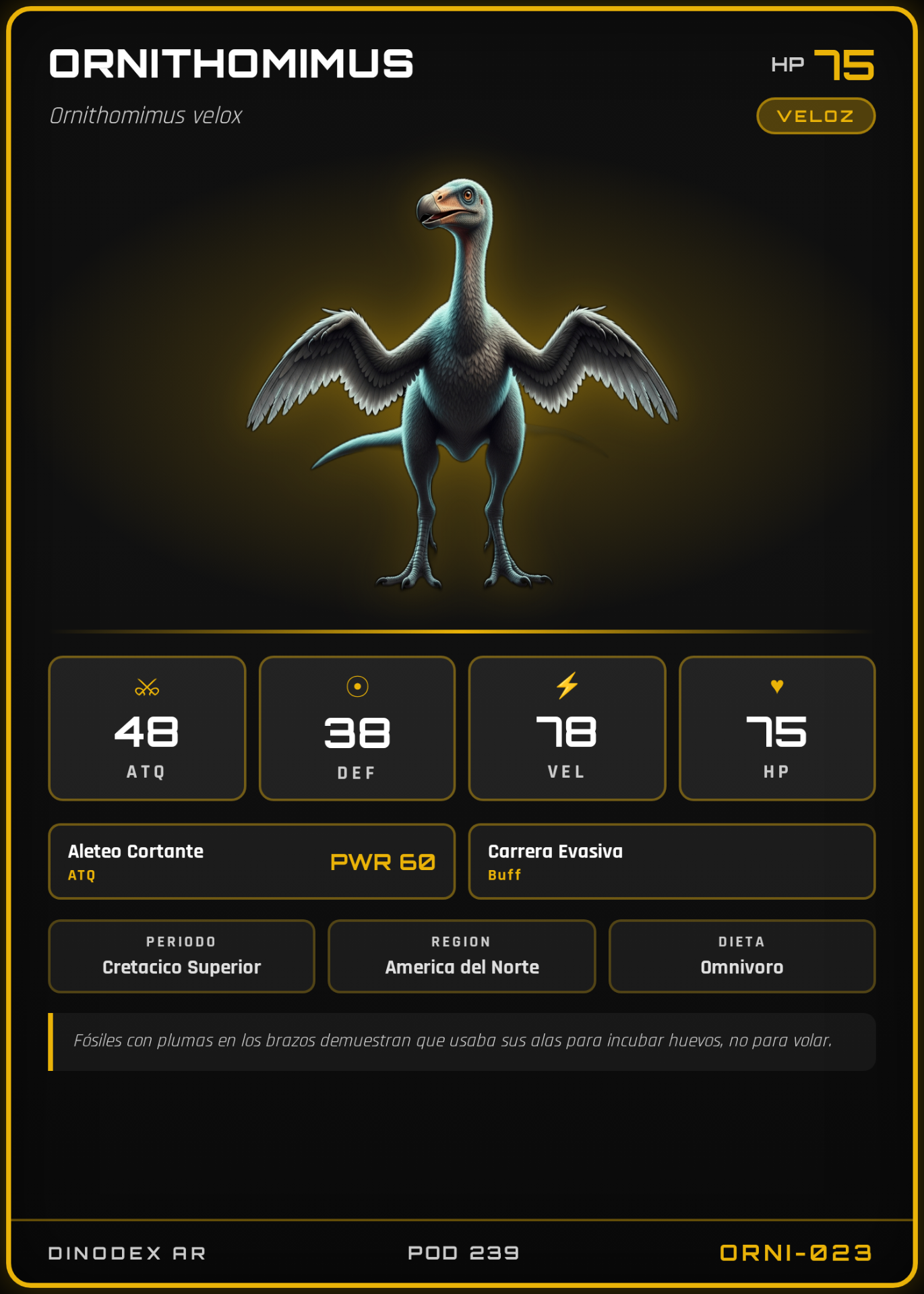 Carta de Ornithomimus