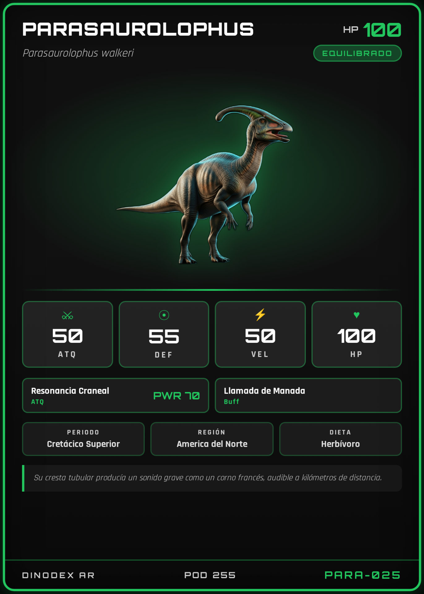 Carta de Parasaurolophus